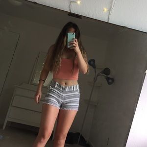 striped jean shorts